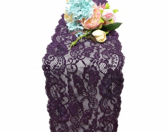 Purple lace table runner , lace table runner/eggplant table runner, purple table runner, purple wedding, 7"/18cm wide, table runner decor