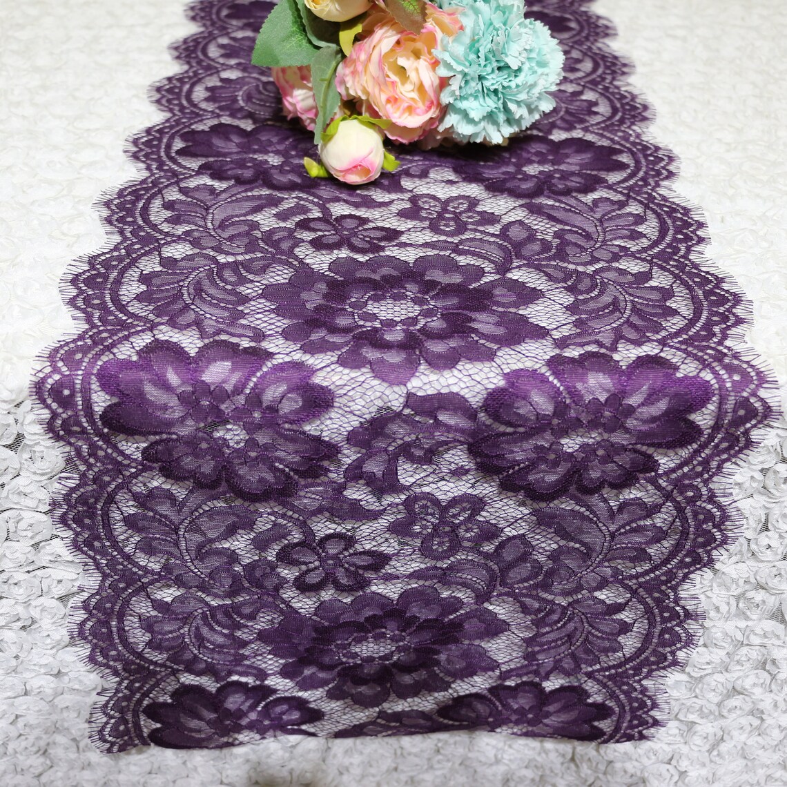 Plum/eggplant Lace Table Runner Wedding Decor Etsy