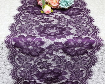 Chemin de table dentelle prune/aubergine, décoration de mariage, superposition, décoration de table, chemin de table, décoration de mariage automne, pièce maîtresse de mariage, mariage