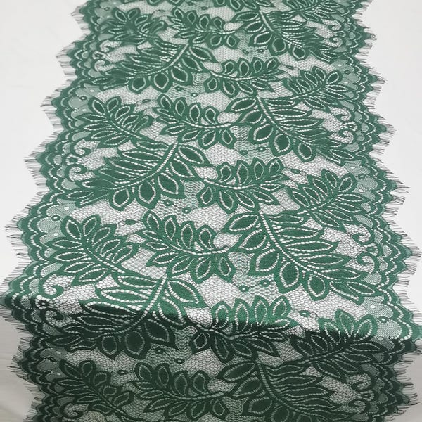 Chemin de table vert foncé, 15 po. de large, mariage vert chasseur, mariage forêt, vert chasseur, chemins de mariage, chemin de table dentelle, chemins de table