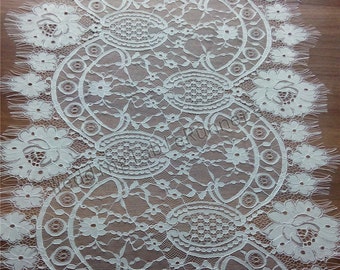 Ivory Lace Table runner/lace table runners/extra wide table runner/extra wide table runners/18" wide/lace table runners wedding