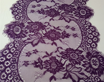 Dark Purple  Lace Table runner, 12" , purple table runners,  wedding  table runners, lace table runner,   R15121302