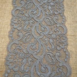 Gray lace table runner,gray table runner ,7" wide, wedding table runner ,table runner, wedding runners, lace table runner