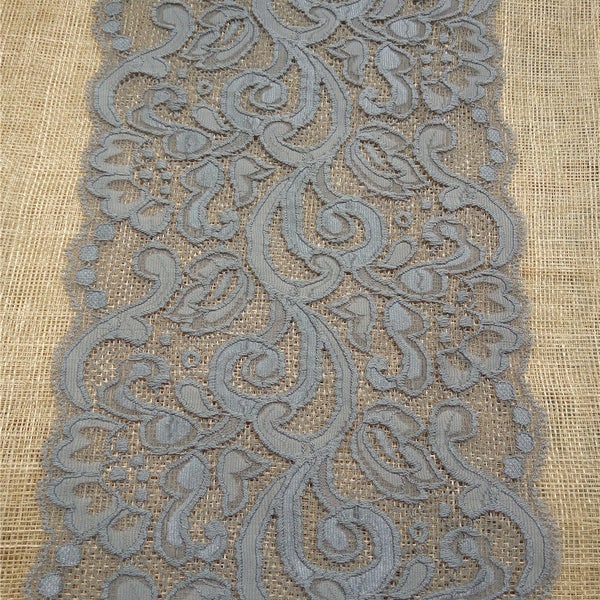 Gray lace table runner,gray table runner ,7" wide, wedding table runner ,table runner, wedding runners, lace table runner