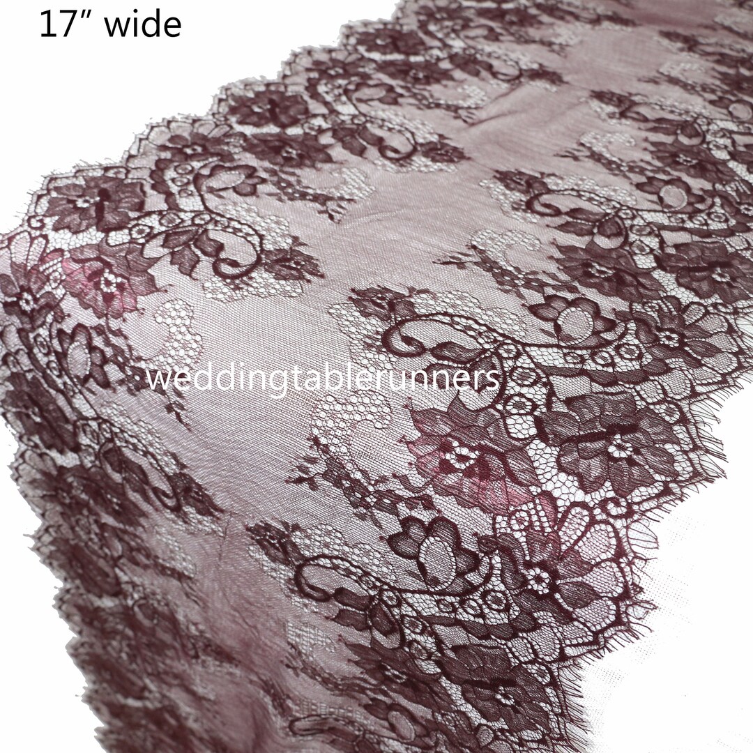 Burgundy Lace Runner/luxury Table Runner/extra Wide Table Runners/ 17 Wide/ 7ft to 10ft Long