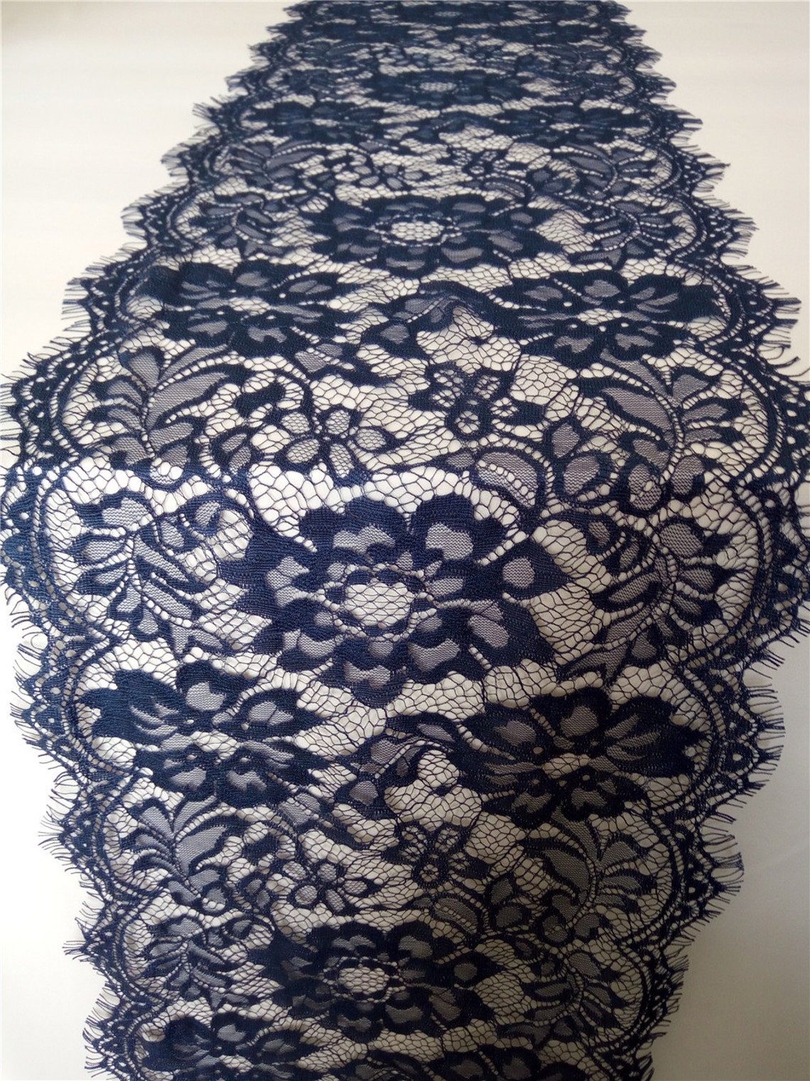 Navy lace runner 10 wide lace table runner wedding Etsy