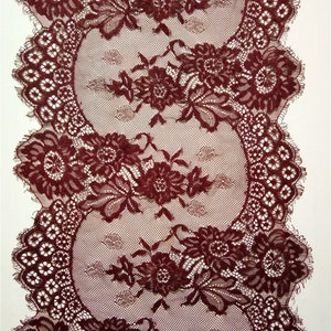 Burgundy  Lace Table runner Valentine&#39;s day table runner burgundy table runner  burgundy wedding 12&quot; wide
