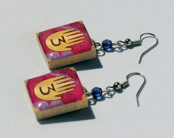 Third Journal Scrabble Tile Earrings - Gravity Falls Inspired