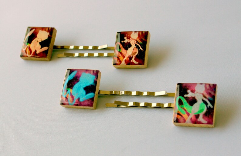 Mew/mewtwo Pokemon Inspired Scrabble Tile Bobby Pins Shiny Etsy
