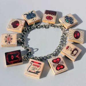 Tarot Cards Scrabble Tile Charm Bracelet - Cult of the Lamb Inspired