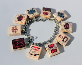 Tarot Cards Scrabble Tile Charm Bracelet - Cult of the Lamb Inspired