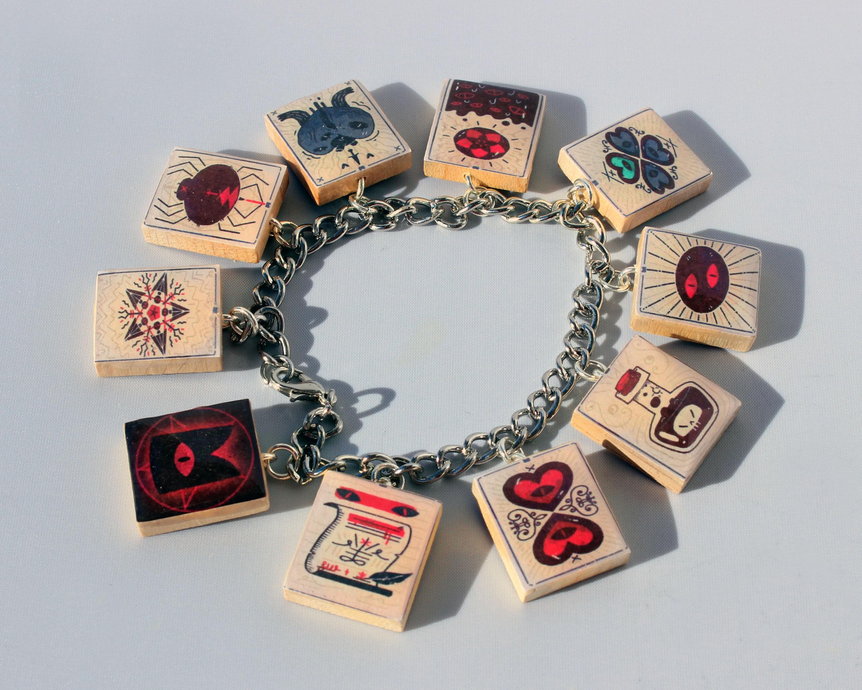 Tarot Cards Scrabble Tile Charm Bracelet - Cult of the Lamb