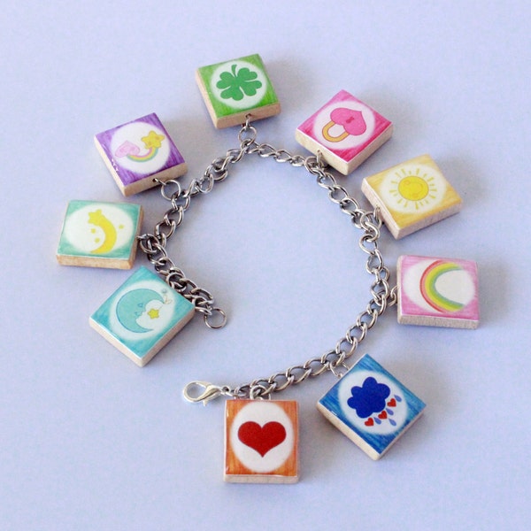 Care Bears Inspired Scrabble Tile Charm Bracelet