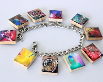 Final Fantasy X Inspired Scrabble Tile Charm Bracelet