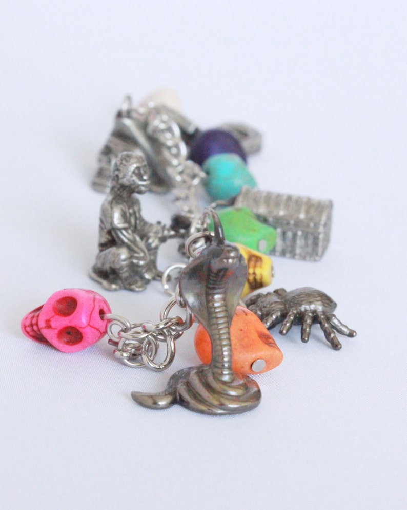 Monopoly Token Charm Bracelet With Skull Beads Pirates of Etsy