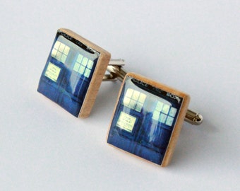 TARDIS Scrabble Tile Manchetknopen - Doctor Who Geïnspireerd