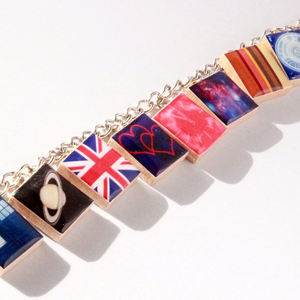 Doctor Who Inspired Scrabble Tile Charm Bracelet