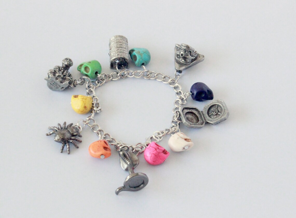 Monopoly Token Charm Bracelet With Skull Beads Pirates of Etsy