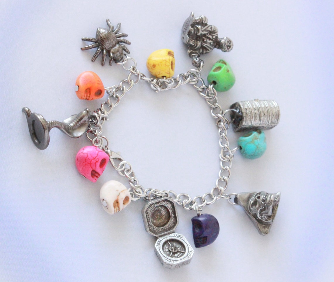 Monopoly Token Charm Bracelet With Skull Beads Pirates of Etsy