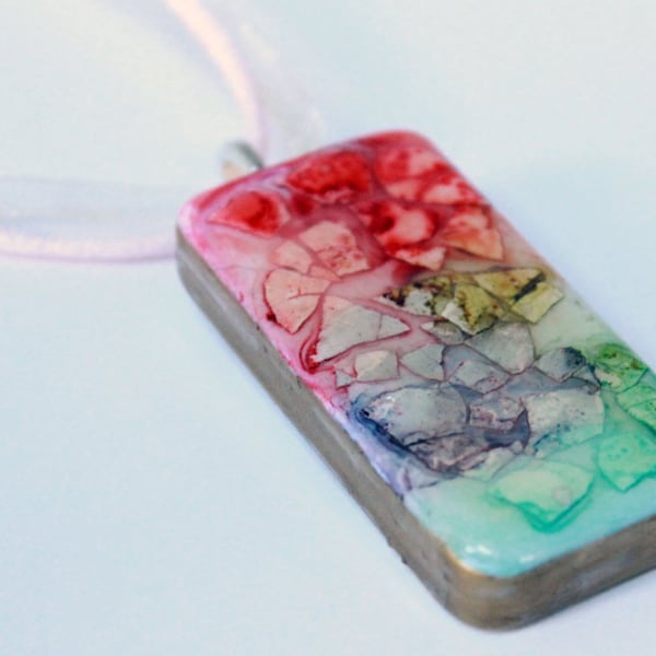 Perfect Pastel Mosaic Upcycled Domino Necklace