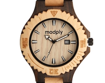 Unique wooden watch for men with engraved back. Personalized gift for men