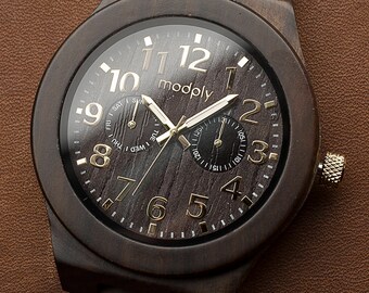 Wood Watch For Men, Personalized Watch, FREE Engraved Watch, Custom Men Watch, Boss Day Gift, Monogram Watch, Leatherwood Initials Watch