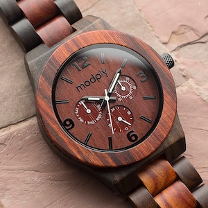 Classic Monogram Wood Watch For Men Engraved Wooden Watch With Inscription 5-Year Anniversary Gift Best Gift For Husband image 3