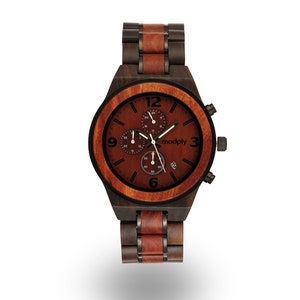 Custom engraved watch for men with wooden watch face - Personalized wooden watch with engraved back - Husband anniversary gift - retirement