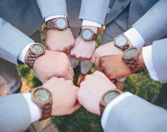 Groomsmen Watch Set of 1-12 Engraved Watches For Men ~ Wood Personalized Watch ~ Quality Groomsmen Gifts ~ Gift For Son On His Wedding Day