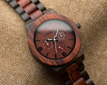 Personalized Wood Watch Men, Engraved Wood Watch, Custom Brown Watch, Men Gift, Watch With Gift Box, Handmade Husband Gift, Engraved Watch