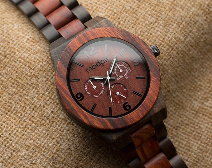 Personalized Wood Watch Men, Engraved Wood Watch, Custom Brown Watch, Men Gift, Watch With Gift Box, Handmade Husband Gift, Engraved Watch