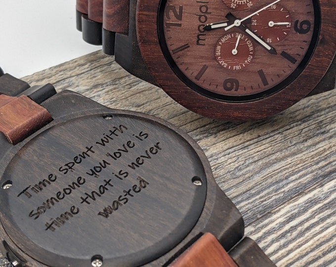 Classic Monogram Wood Watch For Men - Engraved Wooden Watch With Inscription - 5-Year Anniversary Gift - Best Gift For Husband