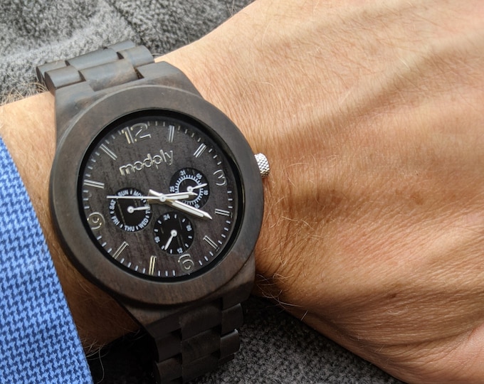 Mens wooden watch personalized gift for him - Engraved wooden watches for men - Ideal dad gift for Father's day