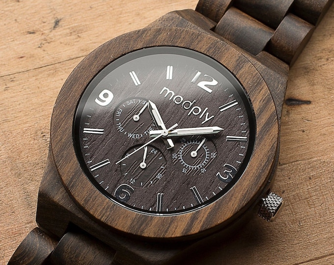Wood mens engraved watch - 5th anniversary gift for him - wood hand watch - Fathers day gift - personalized watch - classic watch - dad gift