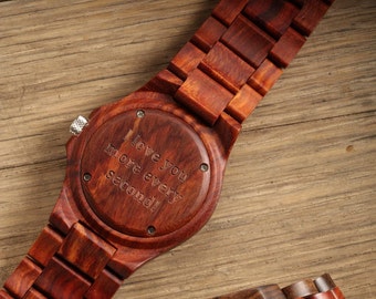 Engraved Watch For Men, Wood Watch Men, Valentines Day Gift, Small Watch, FREE Engraved Watch, Wrist Watch, Analog Watch, Personalized Watch