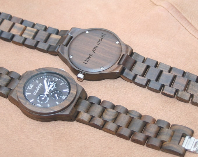 Personalized Wood Watch, Wooden Engraved Watch, Graduation Gift, Custom Watch, Gift For Him, Bride To Groom, Men Watch, Men Gift, Modply