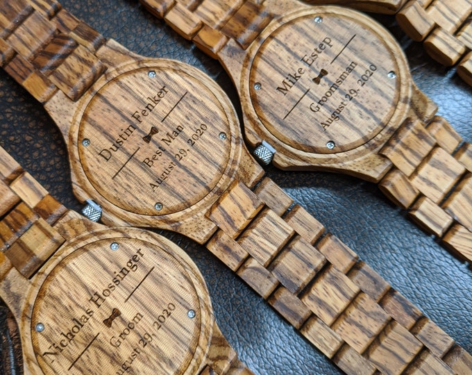 Groomsmen gift set of wedding watches - Officiant gift for men - Monogram for groomsmen - Best man gift - Wedding groomsmen set of watches