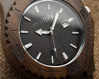 Engagement Watch For Men, Engraved Wood Watch, Wedding Gift, Personalized Gift, Monogram Watch, Anniversary Gift, Retirement Gift, Modply
