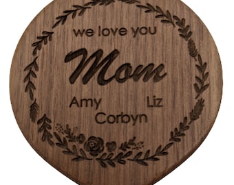 Wood Compact Mirror, Custom Engraved Mirror, Pocket Mirror, Makeup Mirror, Small Mirror, Personalized Mirror, Mother Of The Bride Gift