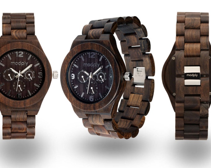 Men's wooden watch perfect as gift for fathers day - Personalized wood watch for men with engraved back - Handmade watch - Anniversary gift
