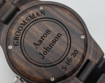 Groomsmen gift watches set - Monogram for groomsmen watches - Set of 4-12 engraved groom proposal watches - wedding wooden watches - modply