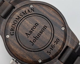 Groomsmen gift watches set - Monogram for groomsmen watches - Set of 4-12 engraved groom proposal watches - wedding wooden watches