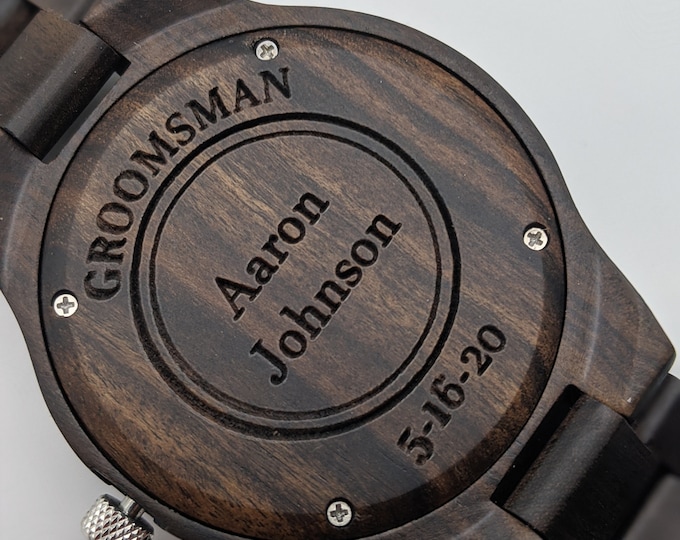 Groomsmen gift watches set - Monogram for groomsmen watches - Set of 4-12 engraved groom proposal watches - wedding wooden watches