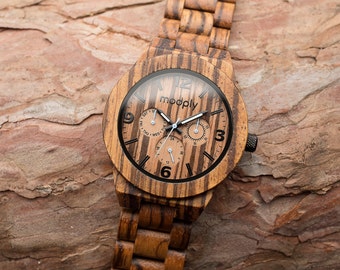Wood Men Watch, Wooden Watches For Men, Analog Watch, Personalized Watch, Unique Boho Watch, Custom Monogram Watch, Husband Gift, Modply