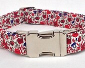 Handmade Liberty Fabric Dog Collar With Welded Nickel D Ring