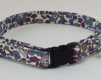 Handmade Betsy Ann Fig Cat Collar, Safety Release Buckle, Bell and Charm