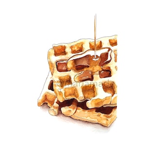 Wonderful Waffles Watercolor Print| Kitchen Art| Waffles & Syrup Wall Print| Kitchen Watercolor Print|Brunch Art| Perfect Housewarming Gift