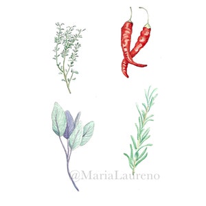 Herb Hangout Watercolor Print| Kitchen Wall Art Print| Sage Rosemary Thyme Art Print| Kitchen Watercolor Print| Perfect Housewarming Gift