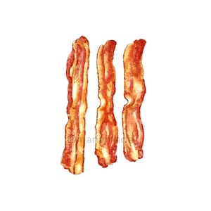 Bacon Watercolor Print| Kitchen Art Print| Kitchen Watercolor| Bacon Wall Print| Bacon Lover Art| Housewarming Gift