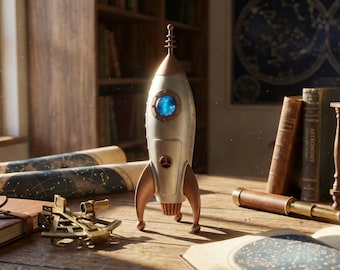 Handmade Retro Resin Rocketship Toy